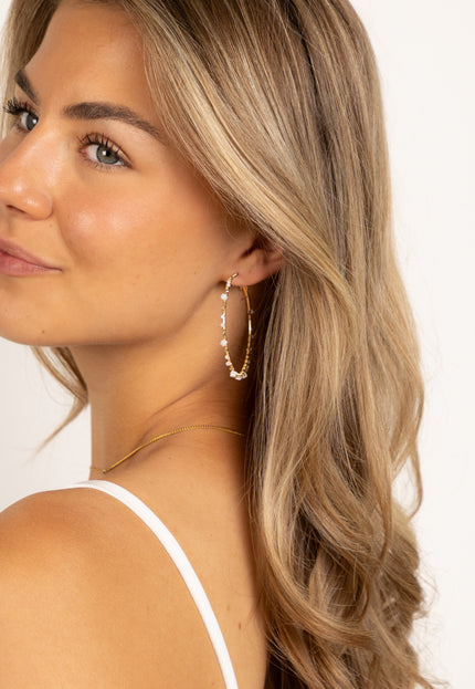 Famous Online Store Oorbel witte kralen goud