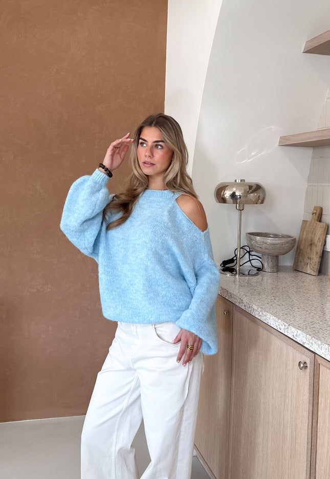 Famous Online Store Open shoulder trui Lucy blauw