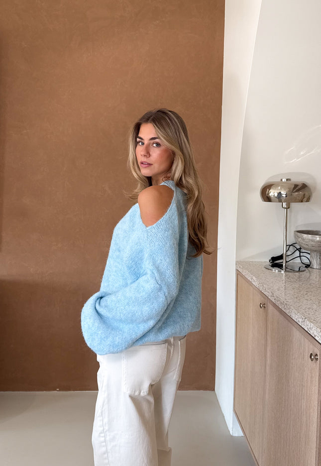 Famous Online Store Open shoulder trui Lucy blauw