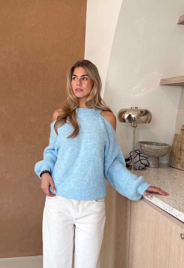 Famous Online Store Open shoulder trui Lucy blauw