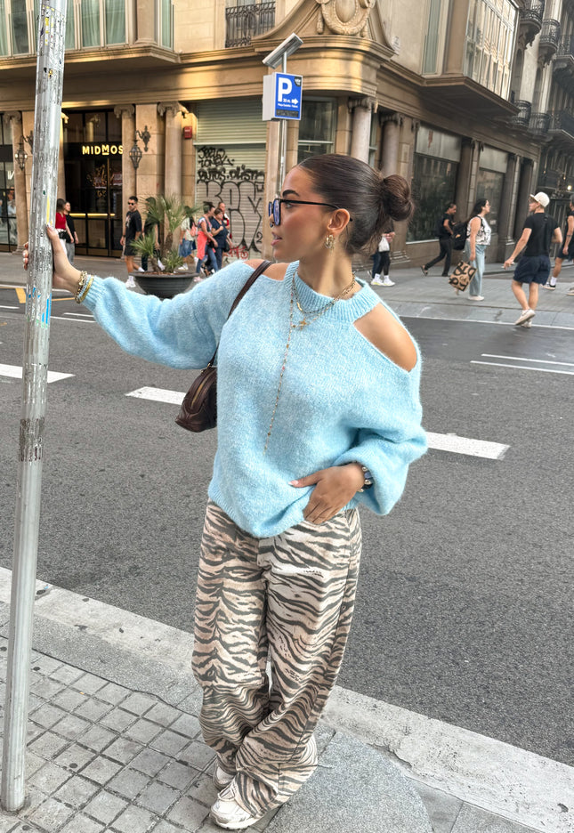 Famous Online Store Open shoulder trui Lucy blauw