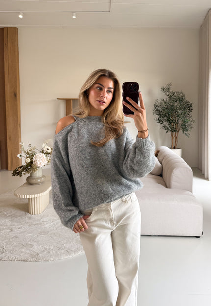 Famous Online Store Open shoulder trui Lucy grijs