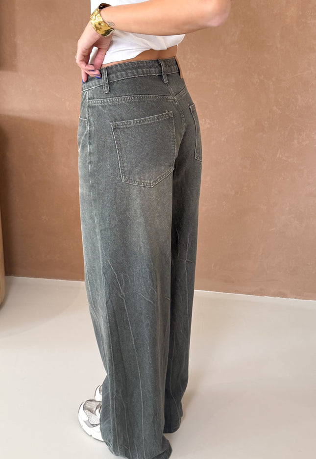 Famous Online Store Oversized button jeans dark green