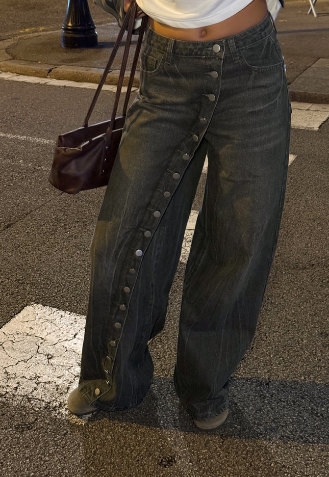 Famous Online Store Oversized button jeans dark green