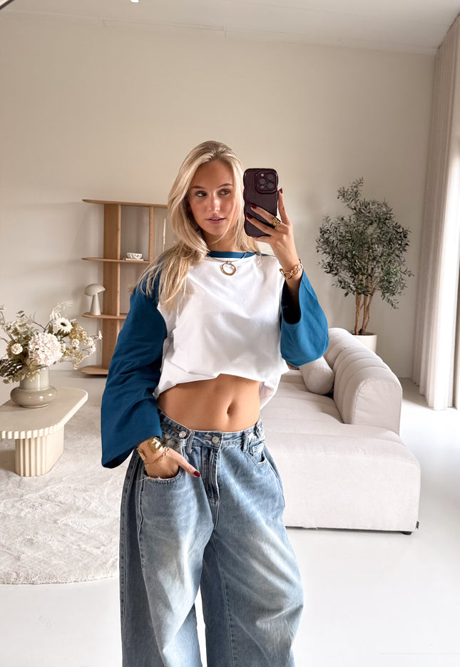 Famous Online Store Oversized T-shirt petrol mouwen