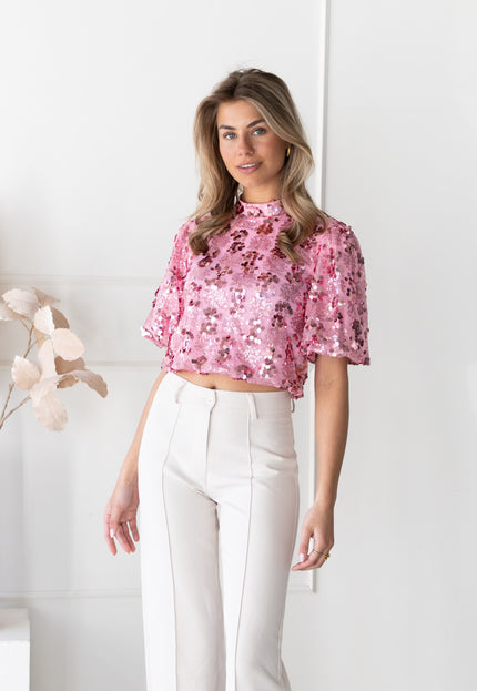 Famous Online Store Pailletten top Victoria roze