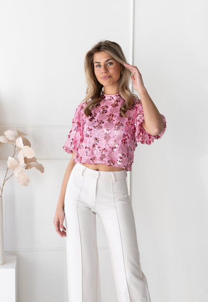 Famous Online Store Pailletten top Victoria roze