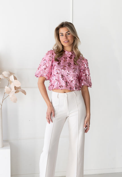 Famous Online Store Pailletten top Victoria roze