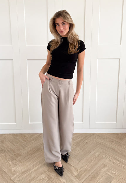 Famous Online Store Pantalon low waist licht taupe