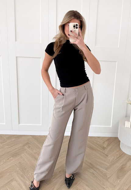 Famous Online Store Pantalon low waist licht taupe