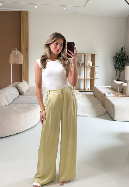 Famous Online Store Pantalon satin Fem olive green