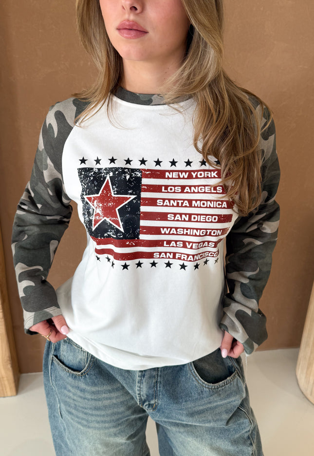 Famous Online Store Printed American flag longsleeve