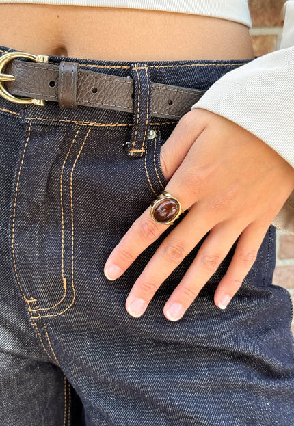 Famous Online Store Ring edelsteen bruin