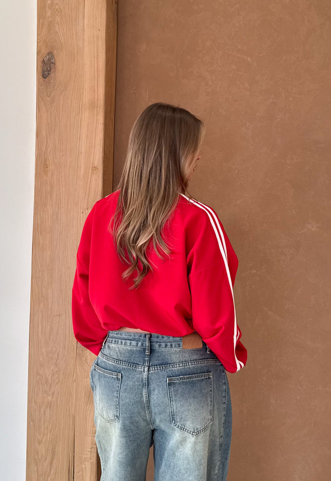 Famous Online Store Rode jas met witte strepen