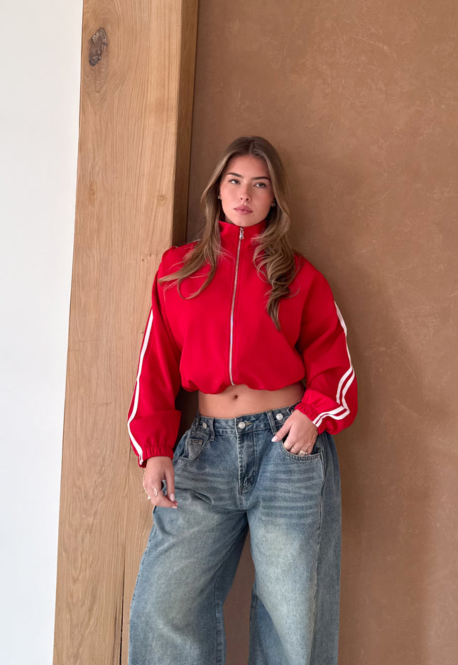 Famous Online Store Rode jas met witte strepen