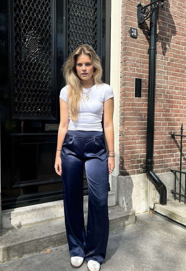 Famous Online Store Satin broek Elin navy