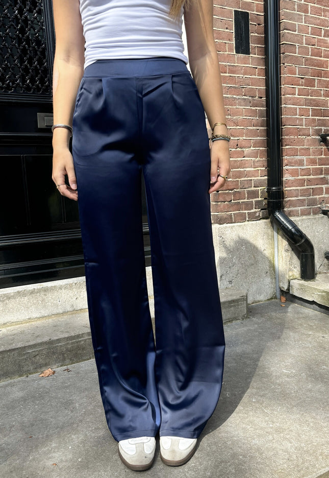 Famous Online Store Satin broek Elin navy