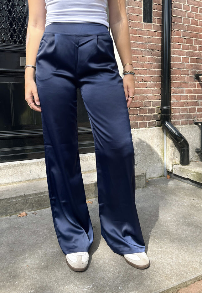 Famous Online Store Satin broek Elin navy