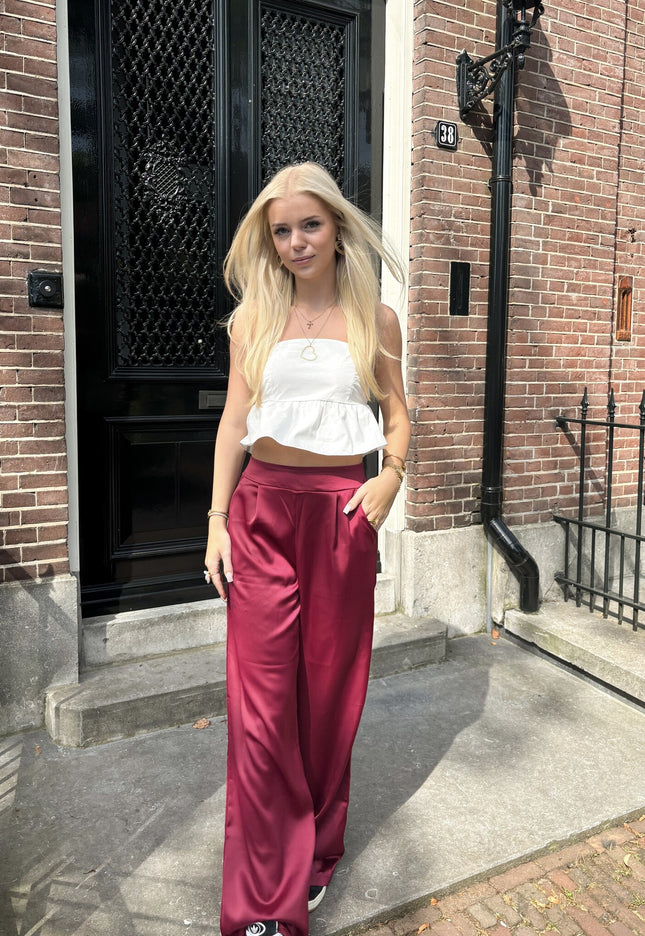 Famous Online Store Satin broek Elin rood