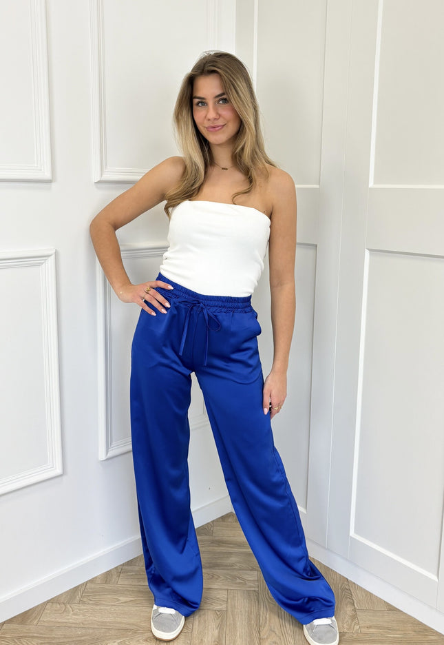 Famous Online Store Satin broek Tess blauw