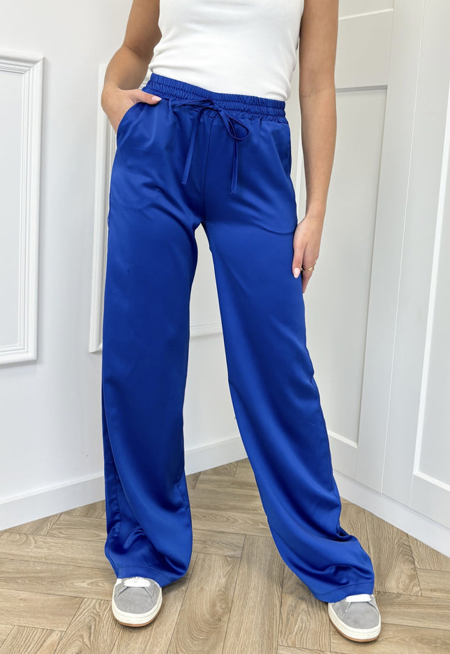 Famous Online Store Satin broek Tess blauw