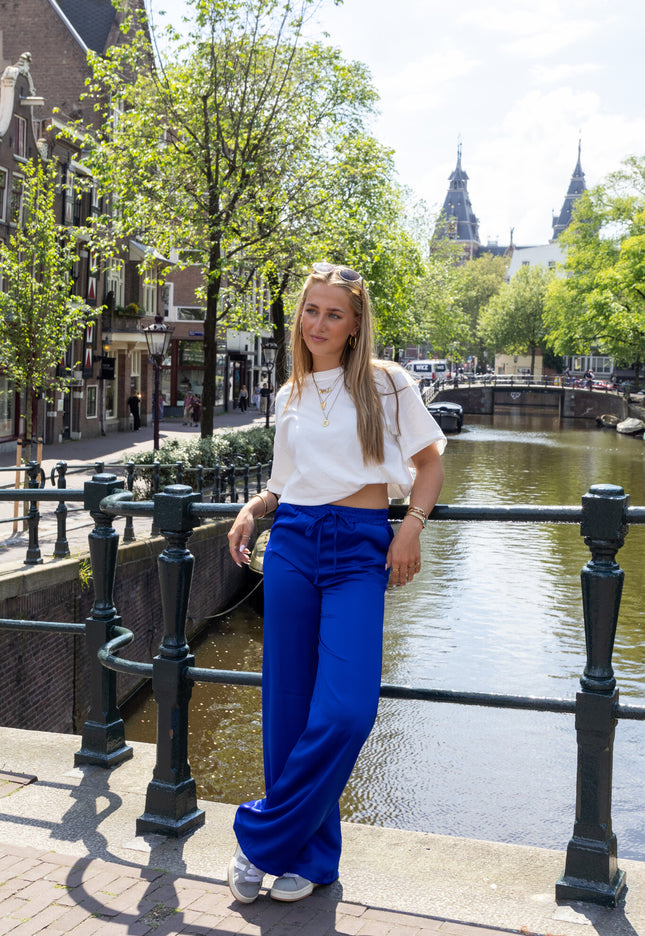 Famous Online Store Satin broek Tess blauw