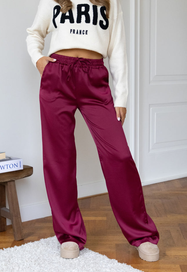 Famous Online Store Satin broek Tess bordeaux