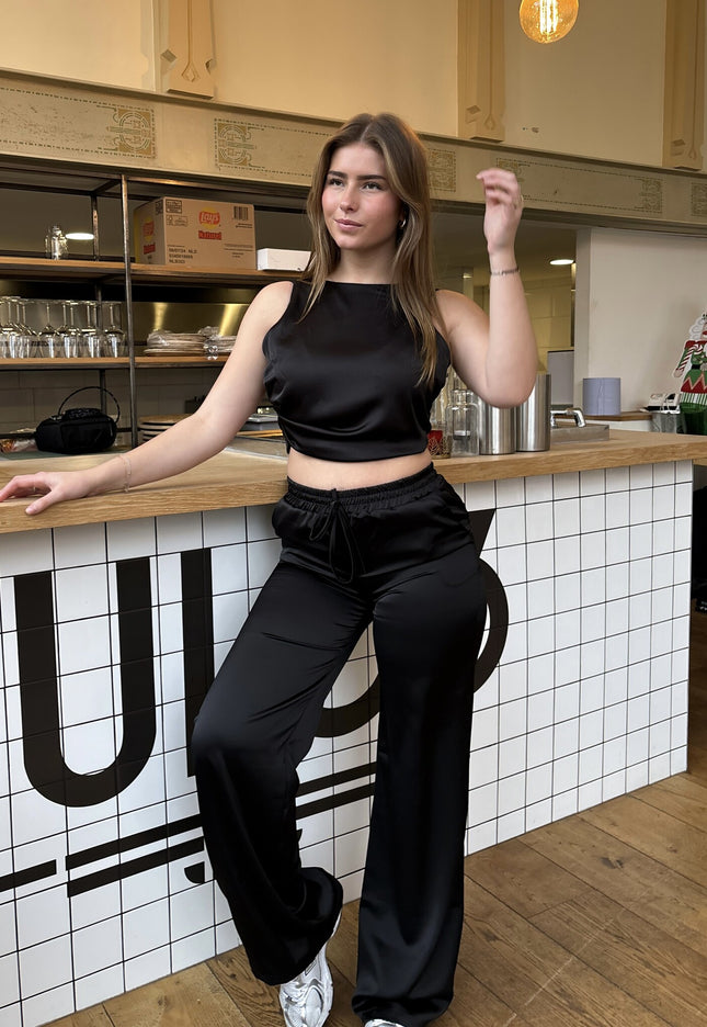 Famous Online Store Satin broek Tess zwart