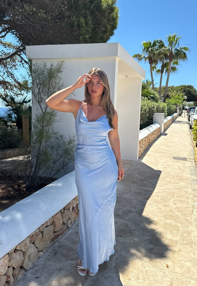 Famous Online Store Satin dress Liva blauw