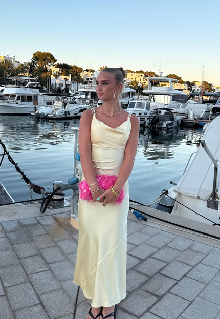 Famous Online Store Satin dress Liva geel