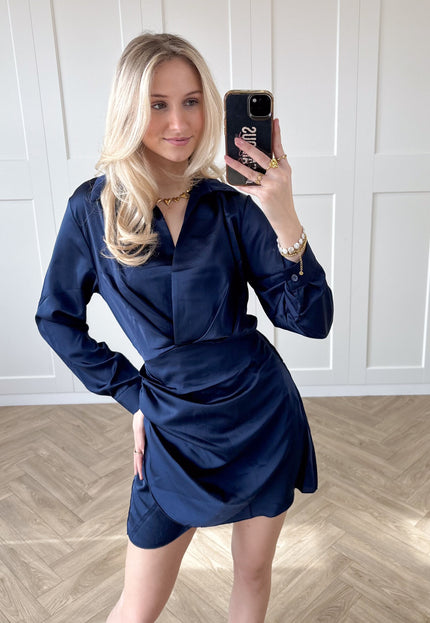 Famous Online Store Satin dress Noa marine blauw