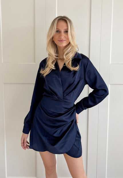 Famous Online Store Satin dress Noa marine blauw