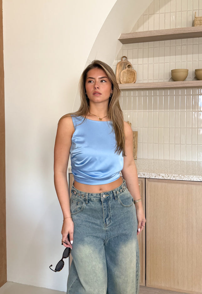 Famous Online Store Satin top Jill lichtblauw