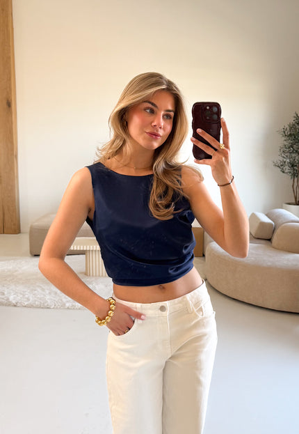 Famous Online Store Satin top Jill navy blauw