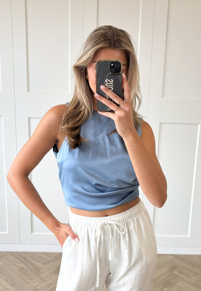 Famous Online Store Satin top Jill ocean blue