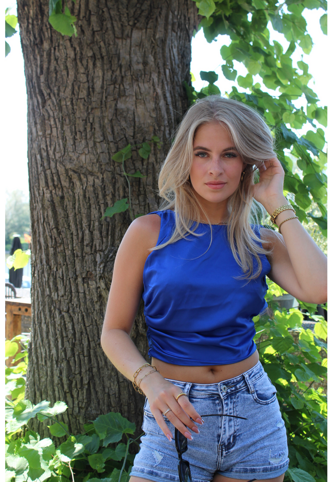 Famous Online Store Satin wrap top Jill blauw