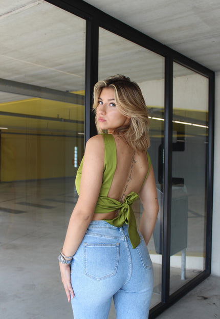 Famous Online Store Satin wrap top Jill olive green