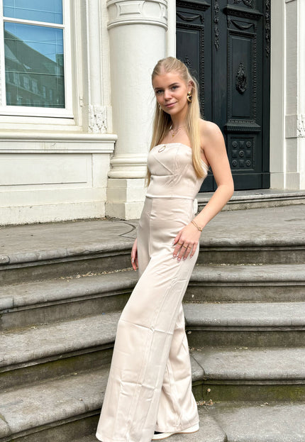 Famous Online Store Strapless jumpsuit Evi beige