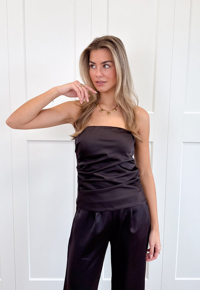 Famous Online Store Strapless satin top Rodé bruin