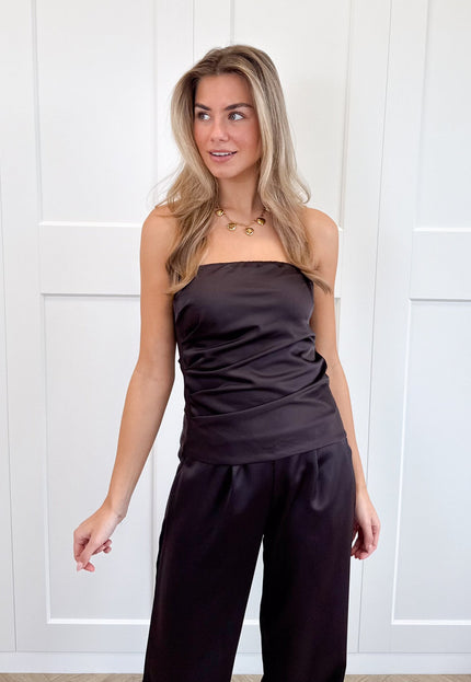 Famous Online Store Strapless satin top Rodé bruin