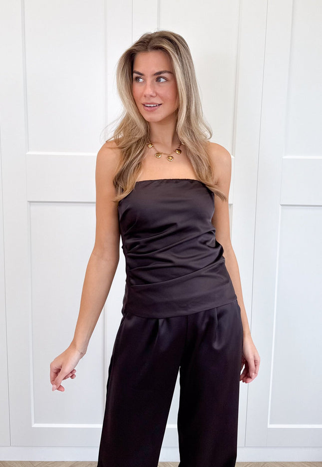 Famous Online Store Strapless satin top Rodé bruin
