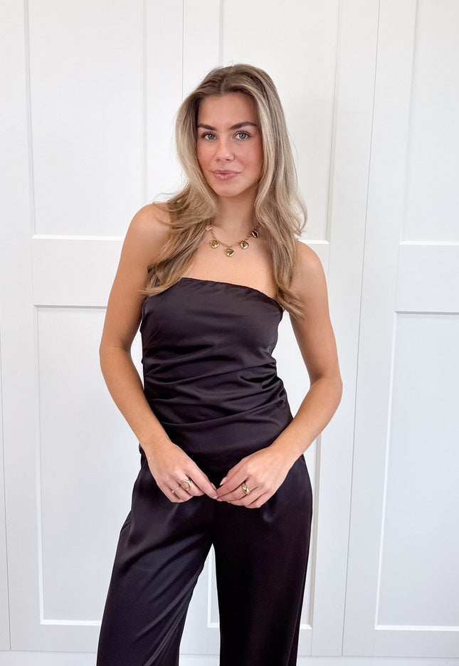 Famous Online Store Strapless satin top Rodé bruin