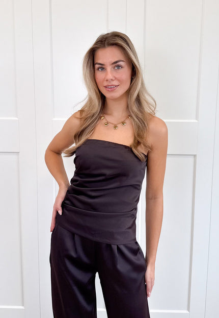 Famous Online Store Strapless satin top Rodé bruin