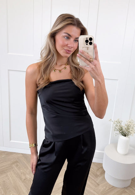Famous Online Store Strapless satin top Rodé zwart