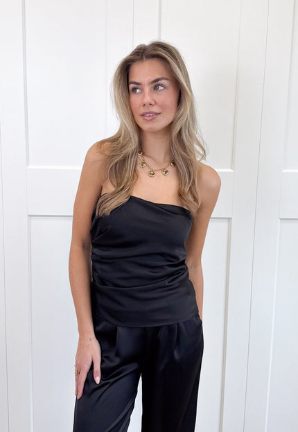 Famous Online Store Strapless satin top Rodé zwart