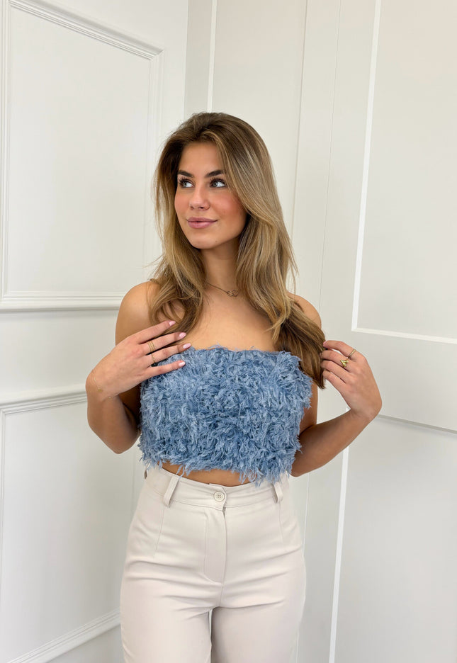 Famous Online Store Strapless veren top blauw