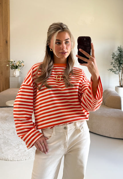 Famous Online Store Strepen flare longsleeve oranje