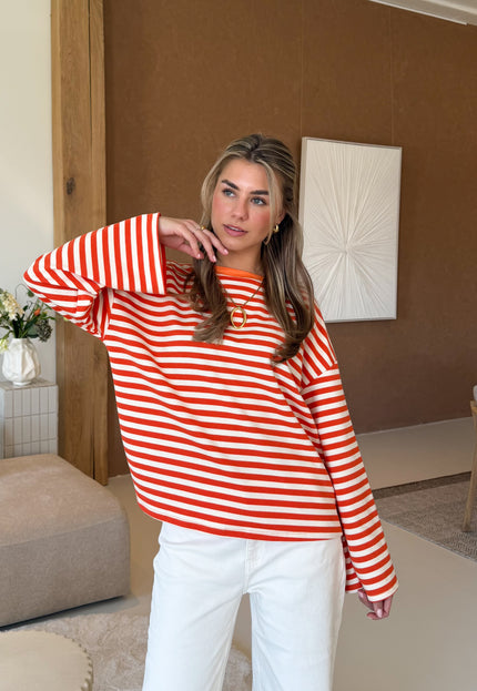 Famous Online Store Strepen flare longsleeve oranje