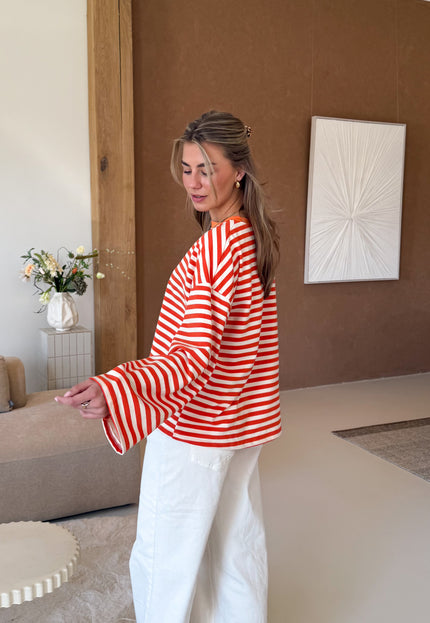 Famous Online Store Strepen flare longsleeve oranje