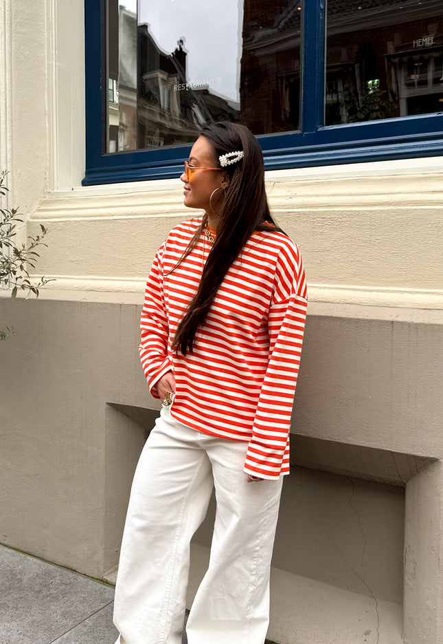 Famous Online Store Strepen flare longsleeve oranje